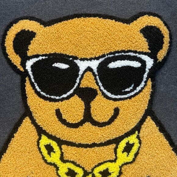 FOREVER 21 Graphic Bear Crewneck Sweatshirt Large Gray Hip Hop Dollar Chain - Picture 9 of 14